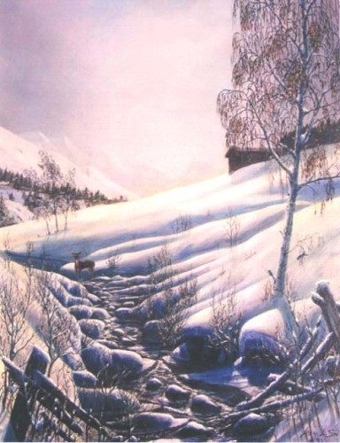 Winter Stream
Original: 20"x24", Oils on Board, Available
S/N Reproductions available at Moments-of-Life.com 