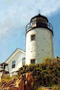 Landscape painting of a Light house by artist Nancy Fortunato Graphic